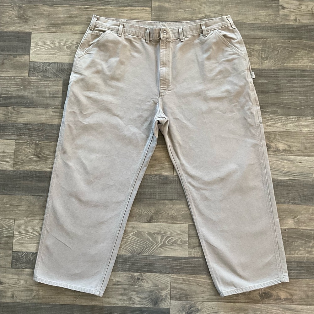 48x30 Carhartt Duck Canvas Utility Work Pants Men’s Desert Dungaree Fit B11 DES